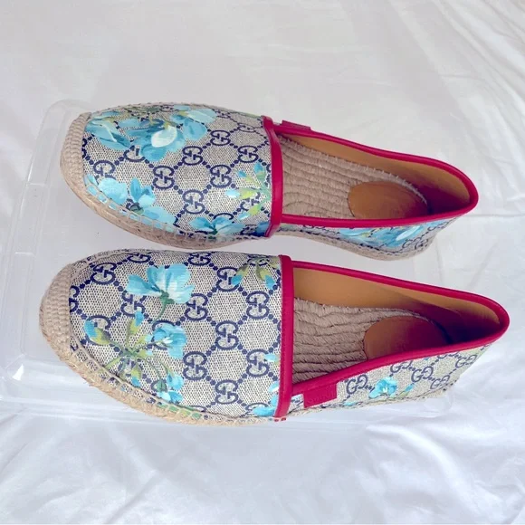 Gucci Women's Floral Espadrilles - Blue and Red - Picture 8 of 9